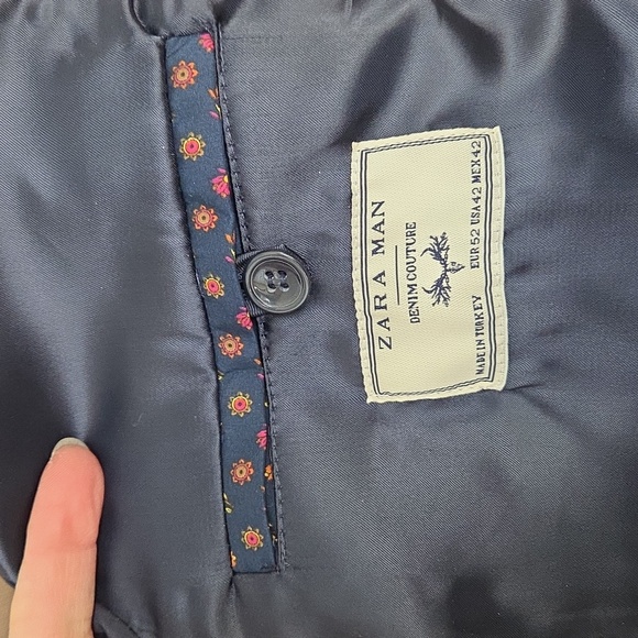 ZARA MAN DENIM COUTURE BLAZER SPORT COAT MODERN CAMEL BROWN ELBOW PATCHES 42 - Picture 3 of 11